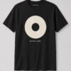 Blank Label Vinyl Record Unisex T-Shirt in black with minimalist blank-label vinyl record
