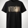 Afterglow Gold Lettering Unisex T-Shirt in black with tall gold glowing serif lettering